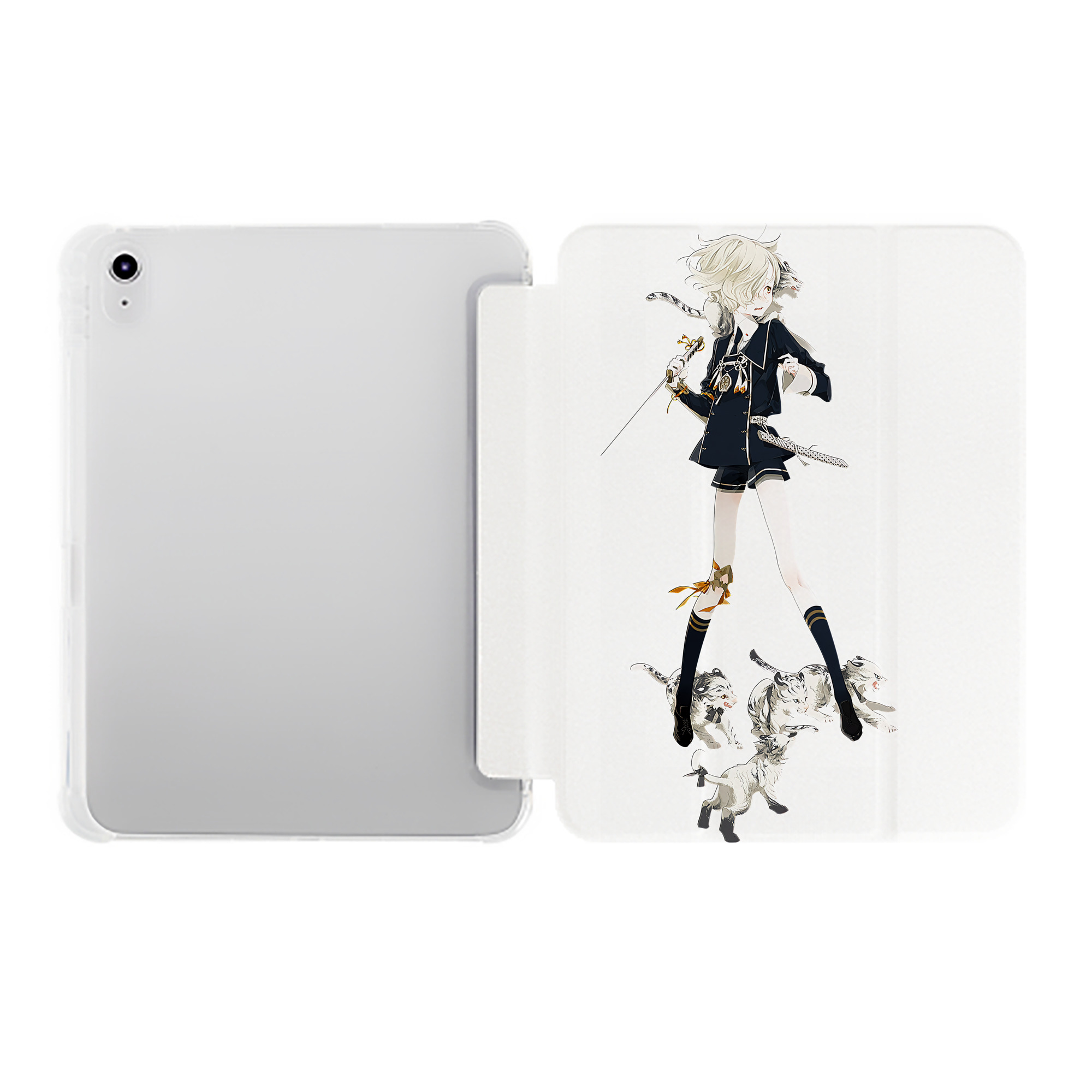 （画像用） 刀剣乱舞 Touken Ranbu IPad ケース ペン収納付き 三つ折りスタンド PUレザー×シリコン 対応機種9.5/10.5/10.9インチ